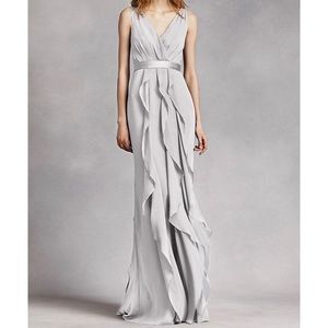[White By Vera Wang] VNeck Wrapped Dress sterling